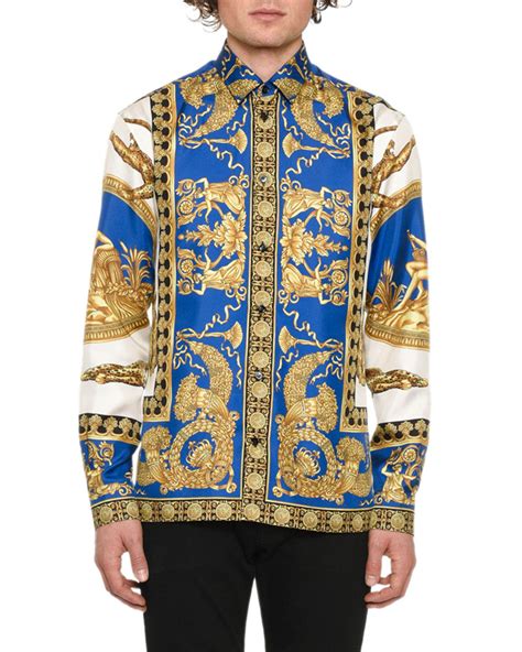 versace blue shirt men.